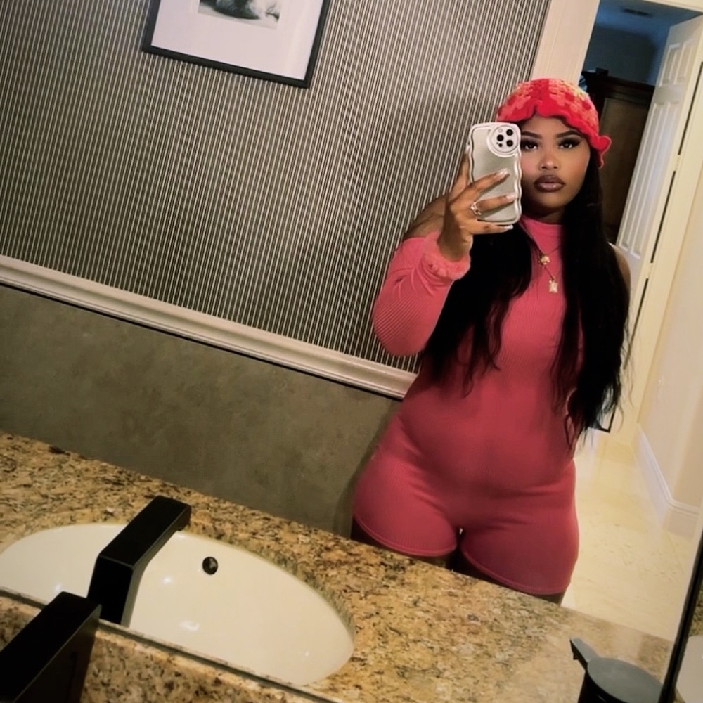 Pink ribbed romper